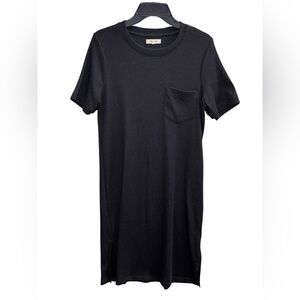 Madewell Women’s Black T-Shirt Dress With Side Slit Size Medium